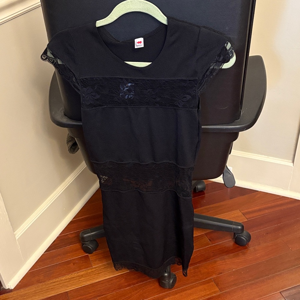 Poof! Black Lace Mini Dress